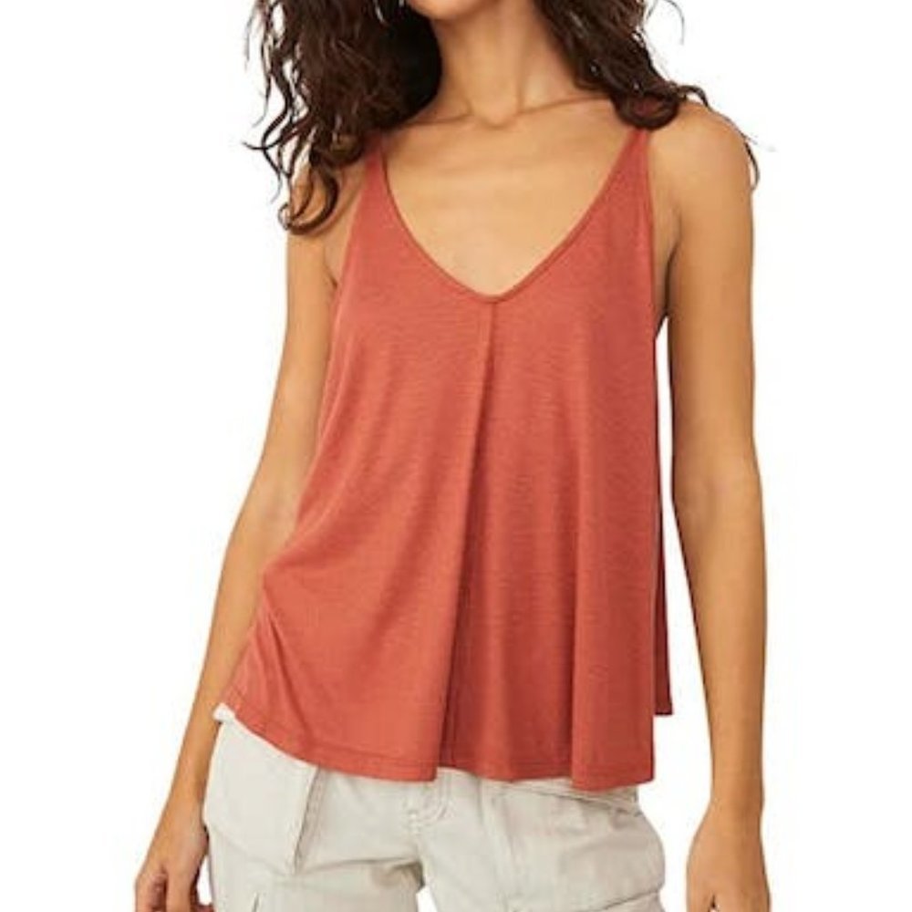 FREE People Dani Swing Tank in Burnt Clay, Size Medium